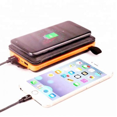 100% Full Charging by Sunlight Portable Waterproof Wireless solar power bank 20000mah wireless power bank charger