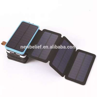 Dual USB Power Banks 30000mAh Waterproof Battery Charger External Portable Solar Panel 20000 mah with LED Light