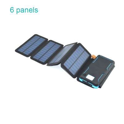 10000mAh Solar Power Bank Four Foldable Solar Panels with LED and 2 USB for Smart Mobiles and All 5V Devices